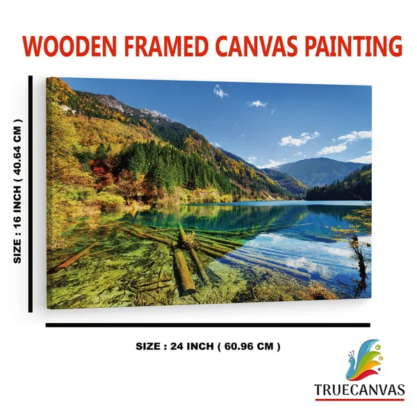 Multicolor_Jiuzhai_Valley_National_Park,_Wooden_Framed_Canvas_Paintings_|_For_Home_Decor_|_Bedroom,_Living_Room,Wall_Decoration_|_Wall_Art_Painting,_Ct0898,_Size_16_X_24_In