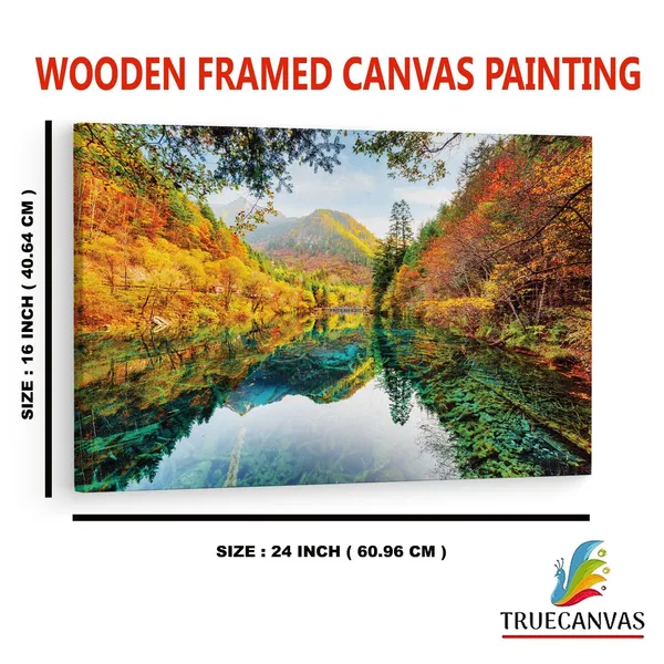 Multicolor_Jiuzhai_Valley_National_Park,_Wooden_Framed_Canvas_Paintings_|_For_Home_Decor_|_Bedroom,_Living_Room,Wall_Decoration_|_Wall_Art_Painting,_Ct0914,_Size_16_X_24_In