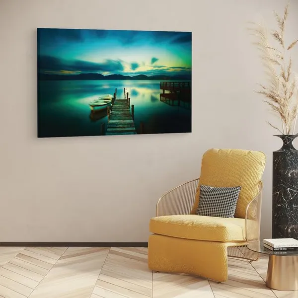 Multicolor_Wooden_Jetty_And_Boat_In_Sea,_Wooden_Framed_Canvas_Paintings_|_For_Home_Decor_|_Bedroom,_Living_Room,Wall_Decoration_|_Wall_Art_Painting,_Ct0926,_Size_16_X_24_In