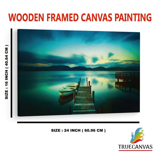 Multicolor_Wooden_Jetty_And_Boat_In_Sea,_Wooden_Framed_Canvas_Paintings_|_For_Home_Decor_|_Bedroom,_Living_Room,Wall_Decoration_|_Wall_Art_Painting,_Ct0926,_Size_16_X_24_In