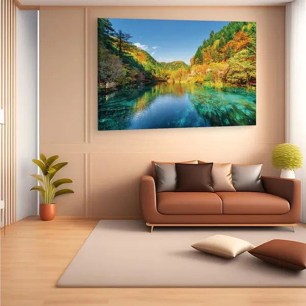 Multicolor_Jiuzhai_Valley_National_Park,_Wooden_Framed_Canvas_Paintings_|_For_Home_Decor_|_Bedroom,_Living_Room,Wall_Decoration_|_Wall_Art_Painting,_Ct0929,_Size_16_X_24_In