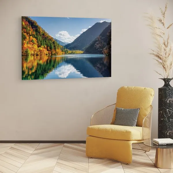 Multicolor_Jiuzhai_Valley_National_Park,_Wooden_Framed_Canvas_Paintings_|_For_Home_Decor_|_Bedroom,_Living_Room,Wall_Decoration_|_Wall_Art_Painting,_Ct0930,_Size_16_X_24_In