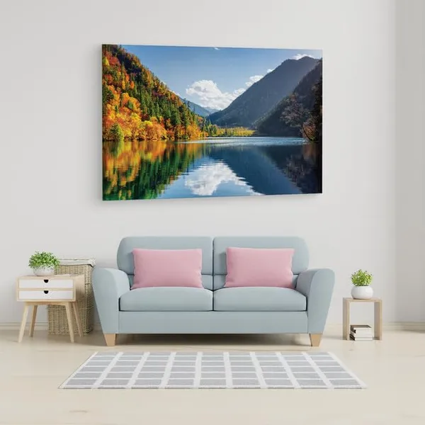 Multicolor_Jiuzhai_Valley_National_Park,_Wooden_Framed_Canvas_Paintings_|_For_Home_Decor_|_Bedroom,_Living_Room,Wall_Decoration_|_Wall_Art_Painting,_Ct0930,_Size_16_X_24_In
