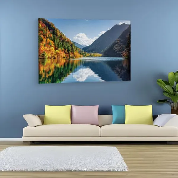 Multicolor_Jiuzhai_Valley_National_Park,_Wooden_Framed_Canvas_Paintings_|_For_Home_Decor_|_Bedroom,_Living_Room,Wall_Decoration_|_Wall_Art_Painting,_Ct0930,_Size_16_X_24_In