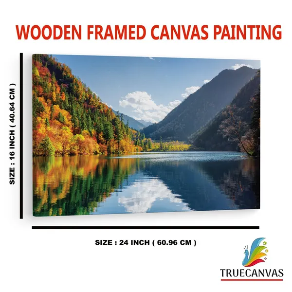 Multicolor_Jiuzhai_Valley_National_Park,_Wooden_Framed_Canvas_Paintings_|_For_Home_Decor_|_Bedroom,_Living_Room,Wall_Decoration_|_Wall_Art_Painting,_Ct0930,_Size_16_X_24_In