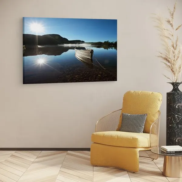 Multicolor_Bilderdepot24_Boot_Am_See,_Wooden_Framed_Canvas_Paintings_|_For_Home_Decor_|_Bedroom,_Living_Room,Wall_Decoration_|_Wall_Art_Painting,_Ct0936,_Size_16_X_24_In