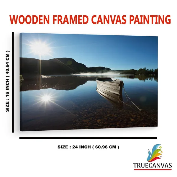Multicolor_Bilderdepot24_Boot_Am_See,_Wooden_Framed_Canvas_Paintings_|_For_Home_Decor_|_Bedroom,_Living_Room,Wall_Decoration_|_Wall_Art_Painting,_Ct0936,_Size_16_X_24_In