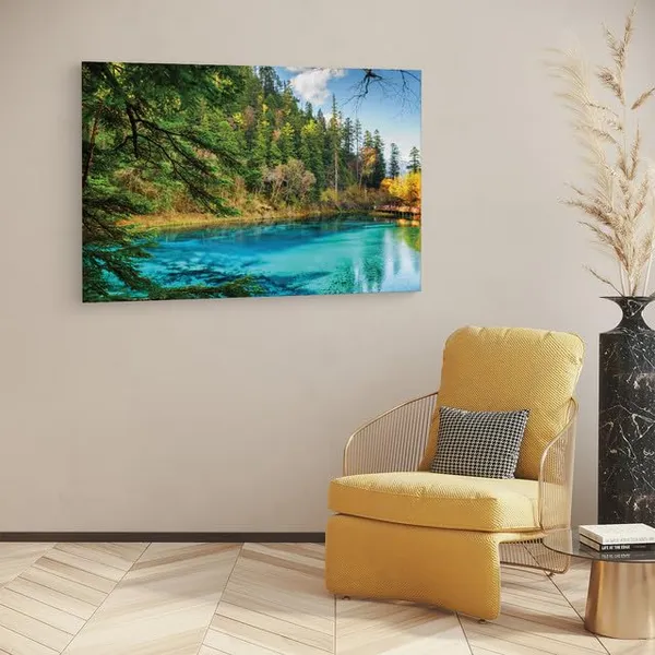 Multicolor_Jiuzhai_Valley_National_Park,_Wooden_Framed_Canvas_Paintings_|_For_Home_Decor_|_Bedroom,_Living_Room,Wall_Decoration_|_Wall_Art_Painting,_Ct0944,_Size_16_X_24_In