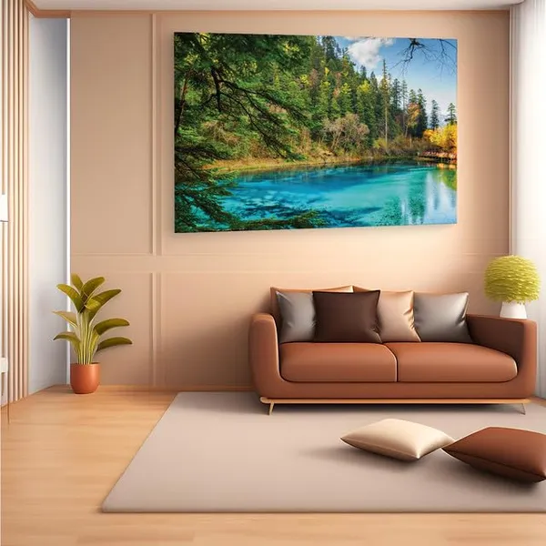 Multicolor_Jiuzhai_Valley_National_Park,_Wooden_Framed_Canvas_Paintings_|_For_Home_Decor_|_Bedroom,_Living_Room,Wall_Decoration_|_Wall_Art_Painting,_Ct0944,_Size_16_X_24_In