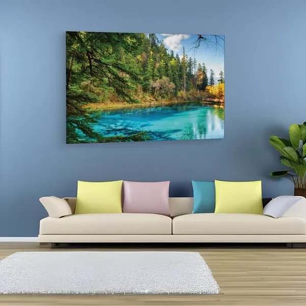 Multicolor_Jiuzhai_Valley_National_Park,_Wooden_Framed_Canvas_Paintings_|_For_Home_Decor_|_Bedroom,_Living_Room,Wall_Decoration_|_Wall_Art_Painting,_Ct0944,_Size_16_X_24_In
