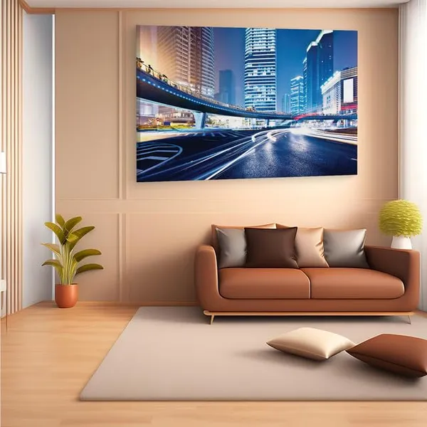 Multicolor_High_Rise_Buildings_Road_Night,_Wooden_Framed_Canvas_Paintings_|_For_Home_Decor_|_Bedroom,_Living_Room,Wall_Decoration_|_Wall_Art_Painting,_Ct0970,_Size_16_X_24_In