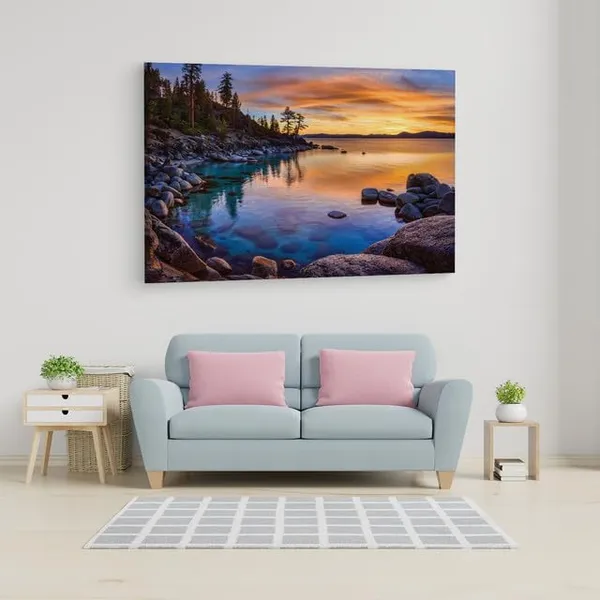 Multicolor_Afle_Stunning_Lake_Tahoe,_Wooden_Framed_Canvas_Paintings_|_For_Home_Decor_|_Bedroom,_Living_Room,Wall_Decoration_|_Wall_Art_Painting,_Ct0978,_Size_16_X_24_In