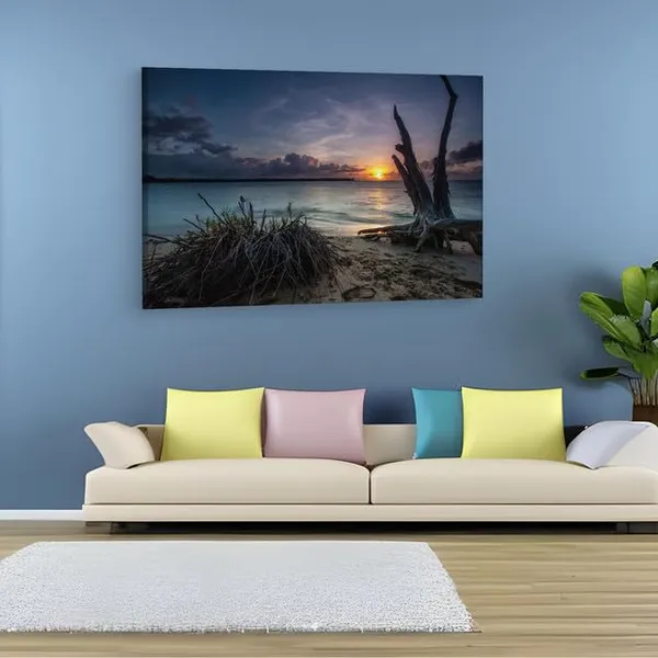 Multicolor_Dead_Trees_On_A_Beach_At_Sunset,_Wooden_Framed_Canvas_Paintings_|_For_Home_Decor_|_Bedroom,_Living_Room,Wall_Decoration_|_Wall_Art_Painting,_Ct0983,_Size_16_X_24_In
