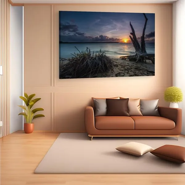 Multicolor_Dead_Trees_On_A_Beach_At_Sunset,_Wooden_Framed_Canvas_Paintings_|_For_Home_Decor_|_Bedroom,_Living_Room,Wall_Decoration_|_Wall_Art_Painting,_Ct0983,_Size_16_X_24_In