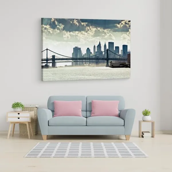 Multicolor_Manhattan_Bridge,_Wooden_Framed_Canvas_Paintings_|_For_Home_Decor_|_Bedroom,_Living_Room,Wall_Decoration_|_Wall_Art_Painting,_Ct1000,_Size_16_X_24_In