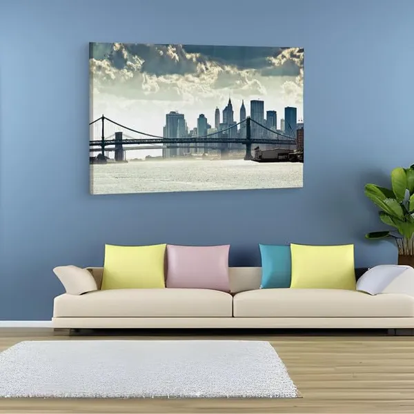 Multicolor_Manhattan_Bridge,_Wooden_Framed_Canvas_Paintings_|_For_Home_Decor_|_Bedroom,_Living_Room,Wall_Decoration_|_Wall_Art_Painting,_Ct1000,_Size_16_X_24_In