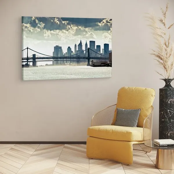 Multicolor_Manhattan_Bridge,_Wooden_Framed_Canvas_Paintings_|_For_Home_Decor_|_Bedroom,_Living_Room,Wall_Decoration_|_Wall_Art_Painting,_Ct1000,_Size_16_X_24_In