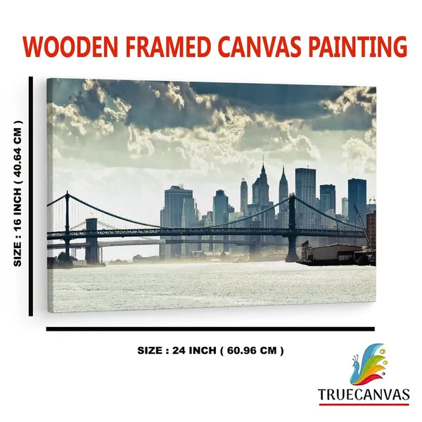 Multicolor_Manhattan_Bridge,_Wooden_Framed_Canvas_Paintings_|_For_Home_Decor_|_Bedroom,_Living_Room,Wall_Decoration_|_Wall_Art_Painting,_Ct1000,_Size_16_X_24_In