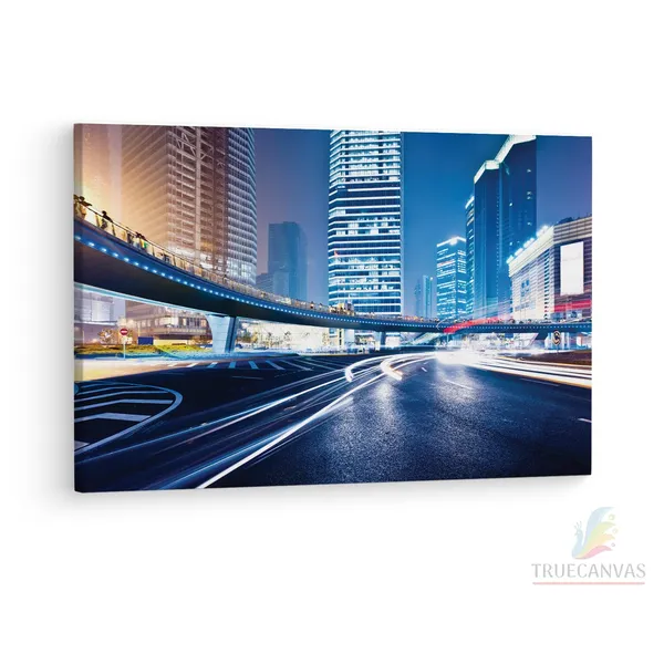 Multicolor_Cityscape_Light_Road,_Wooden_Framed_Canvas_Paintings_|_For_Living_Room_|_Bedroom_|_Office_|_Gallery_|_Ready_Wall_Mount_Canvas_Wall_Art_Painting_|_Size_-_12_X_18In,_Ct0002