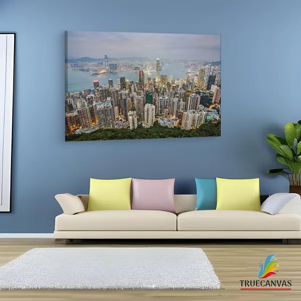 Multicolor_Victoria_Peak,_Wooden_Framed_Canvas_Paintings_|_For_Living_Room_|_Bedroom_|_Office_|_Gallery_|_Ready_Wall_Mount_Canvas_Wall_Art_Painting_|_Size_-_12_X_18In,_Ct0005