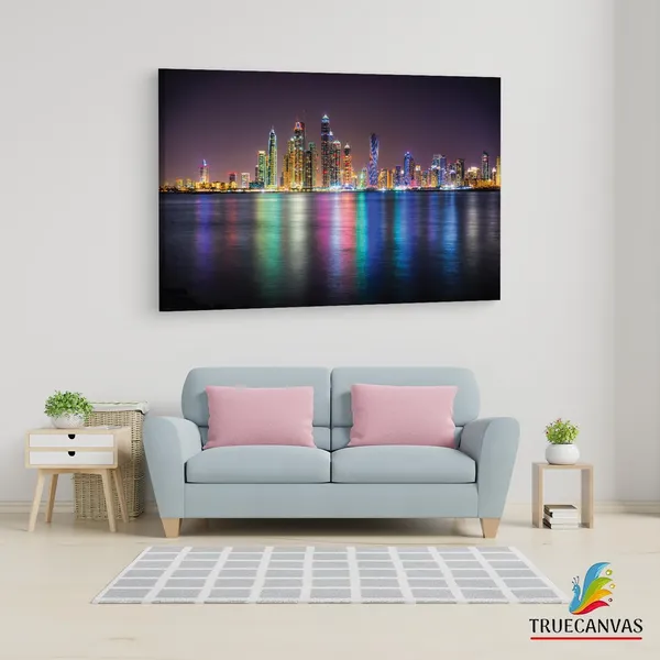 Multicolor_Dubai_Marina_Night,_Wooden_Framed_Canvas_Paintings_|_For_Living_Room_|_Bedroom_|_Office_|_Gallery_|_Ready_Wall_Mount_Canvas_Wall_Art_Painting_|_Size_-_12_X_18In,_Ct0010