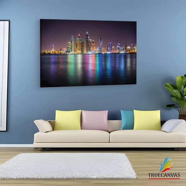 Multicolor_Dubai_Marina_Night,_Wooden_Framed_Canvas_Paintings_|_For_Living_Room_|_Bedroom_|_Office_|_Gallery_|_Ready_Wall_Mount_Canvas_Wall_Art_Painting_|_Size_-_12_X_18In,_Ct0010