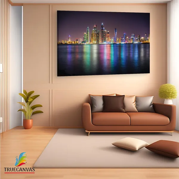 Multicolor_Dubai_Marina_Night,_Wooden_Framed_Canvas_Paintings_|_For_Living_Room_|_Bedroom_|_Office_|_Gallery_|_Ready_Wall_Mount_Canvas_Wall_Art_Painting_|_Size_-_12_X_18In,_Ct0010