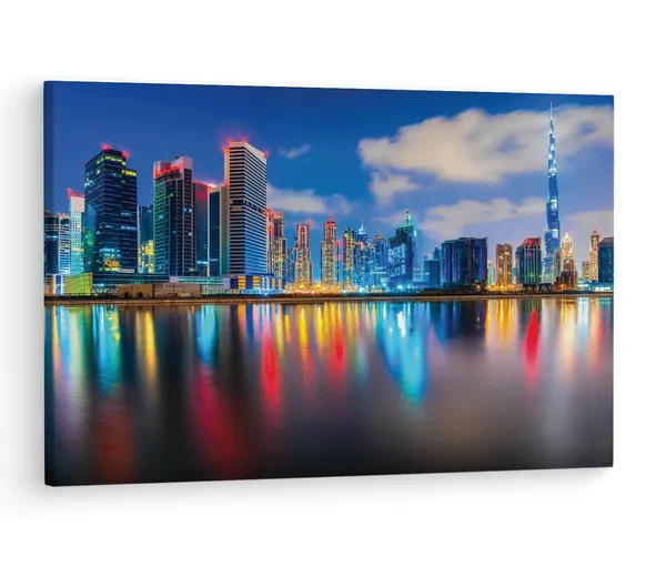Multicolor_Dubai_City_Desktop,_Wooden_Framed_Canvas_Paintings_|_For_Living_Room_|_Bedroom_|_Office_|_Gallery_|_Ready_Wall_Mount_Canvas_Wall_Art_Painting_|_Size_-_12_X_18In,_Ct0011