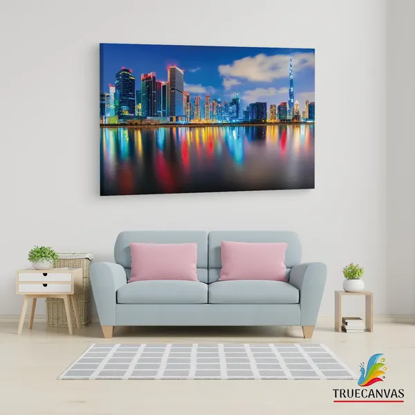 Multicolor_Dubai_City_Desktop,_Wooden_Framed_Canvas_Paintings_|_For_Living_Room_|_Bedroom_|_Office_|_Gallery_|_Ready_Wall_Mount_Canvas_Wall_Art_Painting_|_Size_-_12_X_18In,_Ct0011