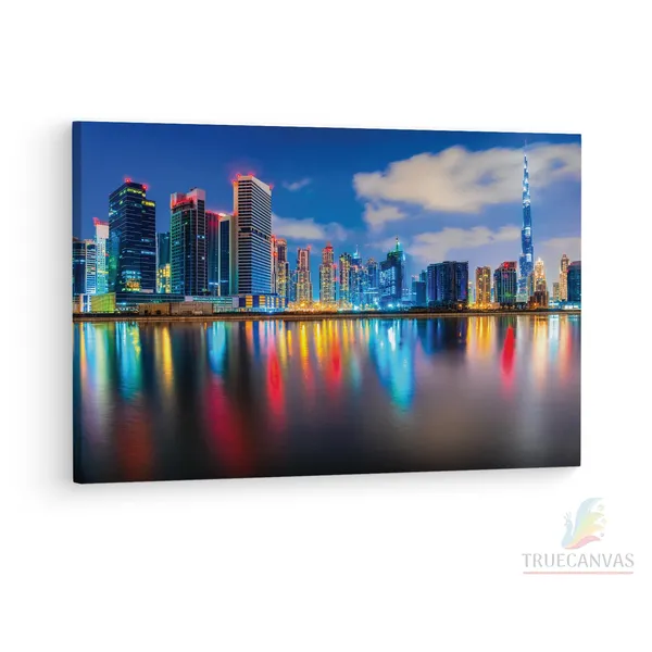 Multicolor_Dubai_City_Desktop,_Wooden_Framed_Canvas_Paintings_|_For_Living_Room_|_Bedroom_|_Office_|_Gallery_|_Ready_Wall_Mount_Canvas_Wall_Art_Painting_|_Size_-_12_X_18In,_Ct0011