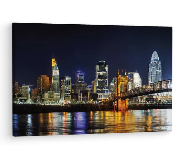 Multicolor_Cincinnati_Downtown,_Wooden_Framed_Canvas_Paintings_|_For_Living_Room_|_Bedroom_|_Office_|_Gallery_|_Ready_Wall_Mount_Canvas_Wall_Art_Painting_|_Size_-_12_X_18In,_Ct0016