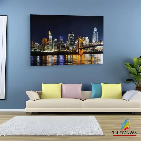 Multicolor_Cincinnati_Downtown,_Wooden_Framed_Canvas_Paintings_|_For_Living_Room_|_Bedroom_|_Office_|_Gallery_|_Ready_Wall_Mount_Canvas_Wall_Art_Painting_|_Size_-_12_X_18In,_Ct0016