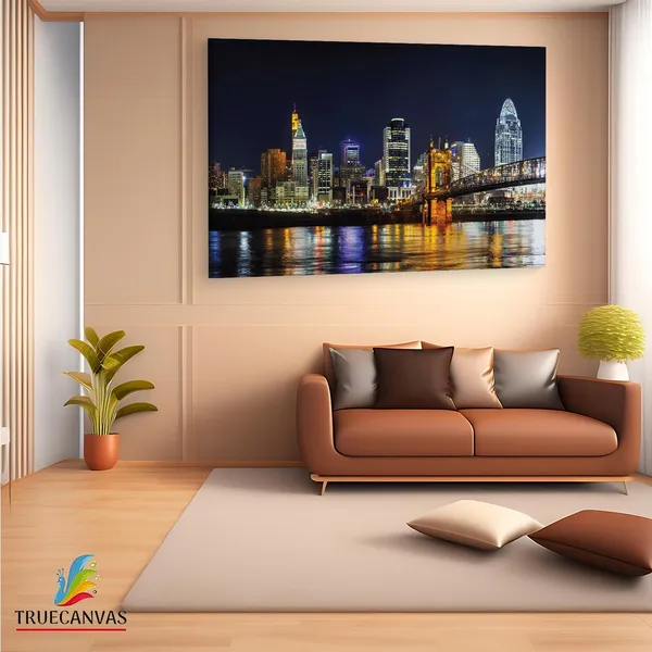 Multicolor_Cincinnati_Downtown,_Wooden_Framed_Canvas_Paintings_|_For_Living_Room_|_Bedroom_|_Office_|_Gallery_|_Ready_Wall_Mount_Canvas_Wall_Art_Painting_|_Size_-_12_X_18In,_Ct0016
