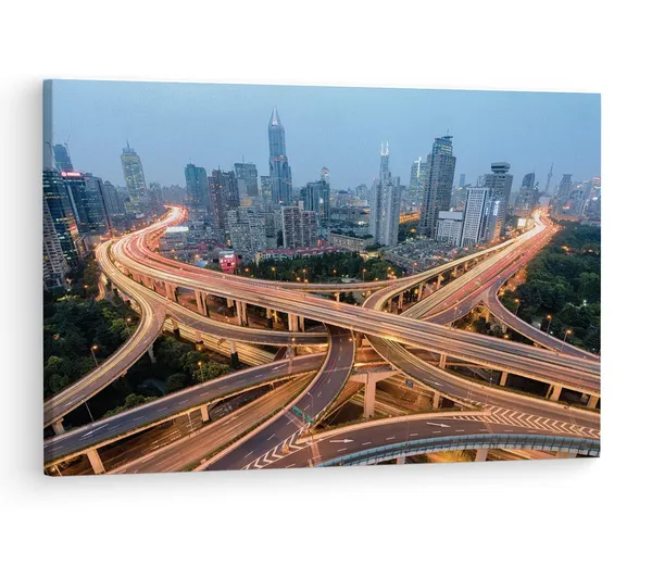 Multicolor_Shanghai_Highway_Junction,_Wooden_Framed_Canvas_Paintings_|_For_Living_Room_|_Bedroom_|_Office_|_Gallery_|_Ready_Wall_Mount_Canvas_Wall_Art_Painting_|_Size_-_12_X_18In,_Ct0023