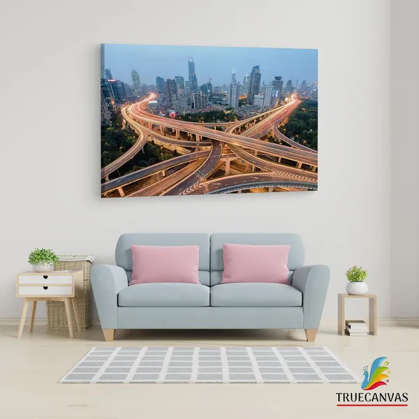 Multicolor_Shanghai_Highway_Junction,_Wooden_Framed_Canvas_Paintings_|_For_Living_Room_|_Bedroom_|_Office_|_Gallery_|_Ready_Wall_Mount_Canvas_Wall_Art_Painting_|_Size_-_12_X_18In,_Ct0023
