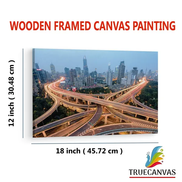 Multicolor_Shanghai_Highway_Junction,_Wooden_Framed_Canvas_Paintings_|_For_Living_Room_|_Bedroom_|_Office_|_Gallery_|_Ready_Wall_Mount_Canvas_Wall_Art_Painting_|_Size_-_12_X_18In,_Ct0023