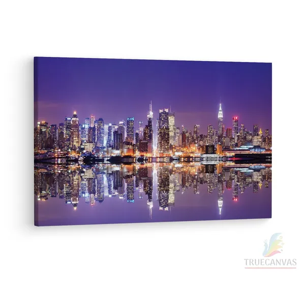 Multicolor_Nyc_Reflection,_Wooden_Framed_Canvas_Paintings_|_For_Living_Room_|_Bedroom_|_Office_|_Gallery_|_Ready_Wall_Mount_Canvas_Wall_Art_Painting_|_Size_-_12_X_18In,_Ct0025