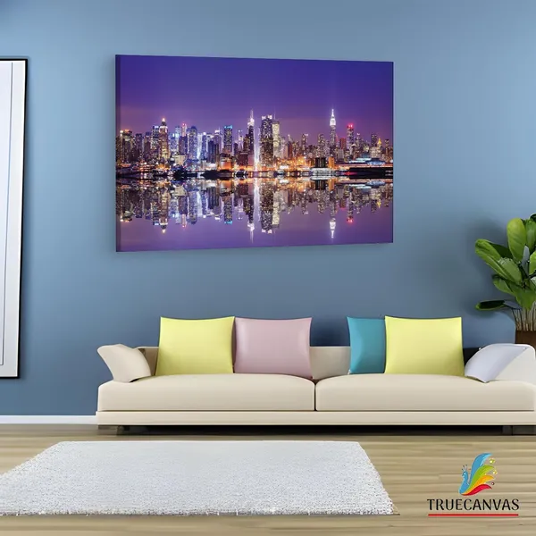 Multicolor_Nyc_Reflection,_Wooden_Framed_Canvas_Paintings_|_For_Living_Room_|_Bedroom_|_Office_|_Gallery_|_Ready_Wall_Mount_Canvas_Wall_Art_Painting_|_Size_-_12_X_18In,_Ct0025