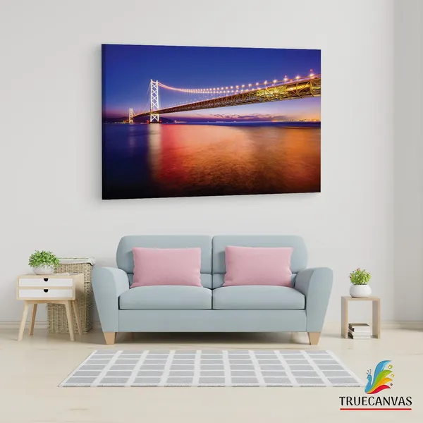 Multicolor_Akashi-Kaikyo_Bridge,_Wooden_Framed_Canvas_Paintings_|_For_Living_Room_|_Bedroom_|_Office_|_Gallery_|_Ready_Wall_Mount_Canvas_Wall_Art_Painting_|_Size_-_12_X_18In,_Ct0028