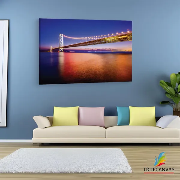 Multicolor_Akashi-Kaikyo_Bridge,_Wooden_Framed_Canvas_Paintings_|_For_Living_Room_|_Bedroom_|_Office_|_Gallery_|_Ready_Wall_Mount_Canvas_Wall_Art_Painting_|_Size_-_12_X_18In,_Ct0028