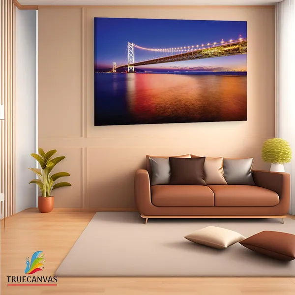 Multicolor_Akashi-Kaikyo_Bridge,_Wooden_Framed_Canvas_Paintings_|_For_Living_Room_|_Bedroom_|_Office_|_Gallery_|_Ready_Wall_Mount_Canvas_Wall_Art_Painting_|_Size_-_12_X_18In,_Ct0028