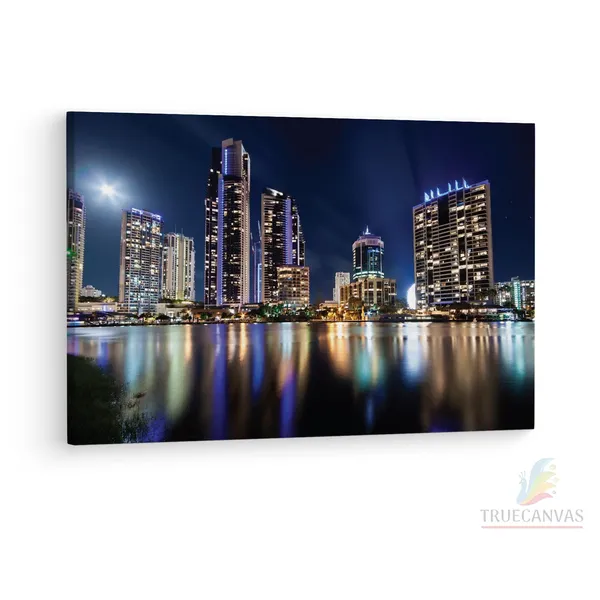 Multicolor_Gold_Coast_Night_Alamy,_Wooden_Framed_Canvas_Paintings_|_For_Living_Room_|_Bedroom_|_Office_|_Gallery_|_Ready_Wall_Mount_Canvas_Wall_Art_Painting_|_Size_-_12_X_18In,_Ct0030