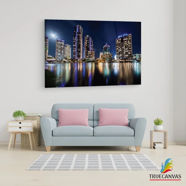 Multicolor_Gold_Coast_Night_Alamy,_Wooden_Framed_Canvas_Paintings_|_For_Living_Room_|_Bedroom_|_Office_|_Gallery_|_Ready_Wall_Mount_Canvas_Wall_Art_Painting_|_Size_-_12_X_18In,_Ct0030
