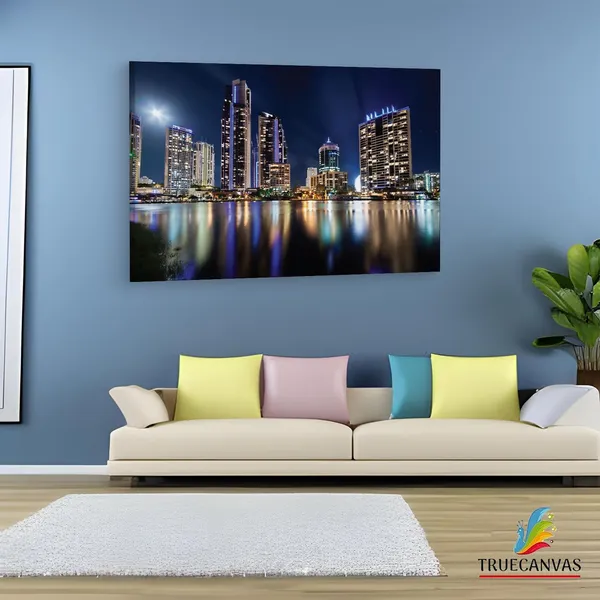 Multicolor_Gold_Coast_Night_Alamy,_Wooden_Framed_Canvas_Paintings_|_For_Living_Room_|_Bedroom_|_Office_|_Gallery_|_Ready_Wall_Mount_Canvas_Wall_Art_Painting_|_Size_-_12_X_18In,_Ct0030
