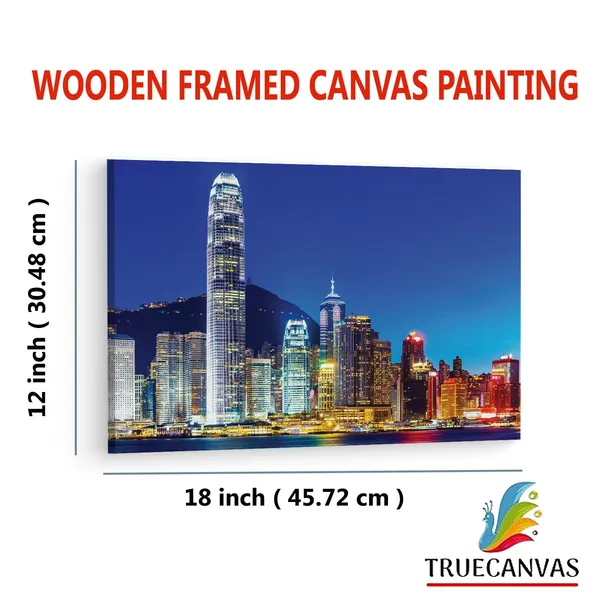 Multicolor_Victoria_Harbour,_Wooden_Framed_Canvas_Paintings_|_For_Living_Room_|_Bedroom_|_Office_|_Gallery_|_Ready_Wall_Mount_Canvas_Wall_Art_Painting_|_Size_-_12_X_18In,_Ct0031