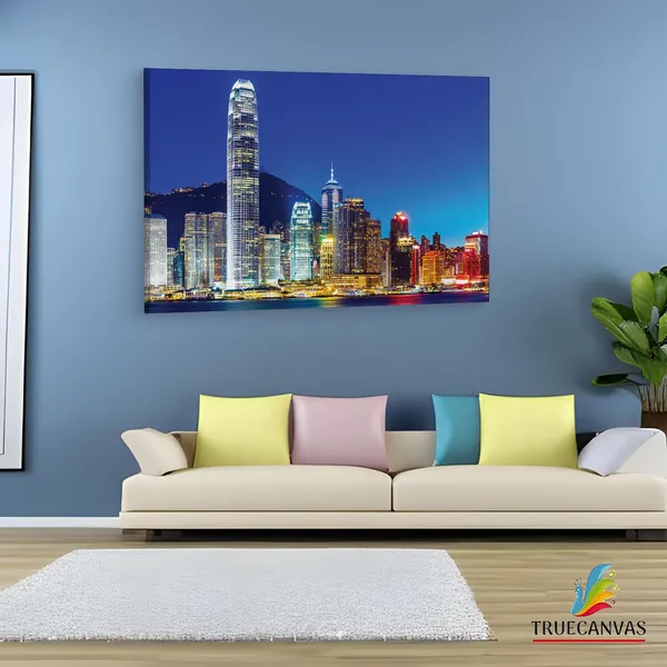 Multicolor_Victoria_Harbour,_Wooden_Framed_Canvas_Paintings_|_For_Living_Room_|_Bedroom_|_Office_|_Gallery_|_Ready_Wall_Mount_Canvas_Wall_Art_Painting_|_Size_-_12_X_18In,_Ct0031