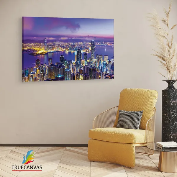 Multicolor_Victoria_Harbour,_Wooden_Framed_Canvas_Paintings_|_For_Living_Room_|_Bedroom_|_Office_|_Gallery_|_Ready_Wall_Mount_Canvas_Wall_Art_Painting_|_Size_-_12_X_18In,_Ct0032