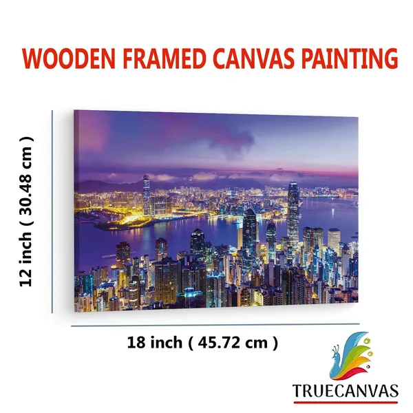 Multicolor_Victoria_Harbour,_Wooden_Framed_Canvas_Paintings_|_For_Living_Room_|_Bedroom_|_Office_|_Gallery_|_Ready_Wall_Mount_Canvas_Wall_Art_Painting_|_Size_-_12_X_18In,_Ct0032