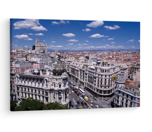 Multicolor_Calle_Gran_V?A,_Wooden_Framed_Canvas_Paintings_|_For_Living_Room_|_Bedroom_|_Office_|_Gallery_|_Ready_Wall_Mount_Canvas_Wall_Art_Painting_|_Size_-_12_X_18In,_Ct0037