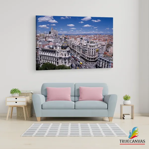 Multicolor_Calle_Gran_V?A,_Wooden_Framed_Canvas_Paintings_|_For_Living_Room_|_Bedroom_|_Office_|_Gallery_|_Ready_Wall_Mount_Canvas_Wall_Art_Painting_|_Size_-_12_X_18In,_Ct0037